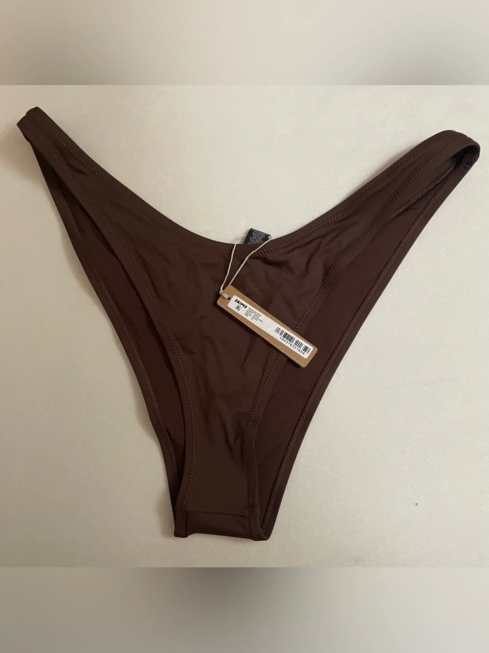 SKIMS 2Pc SET Bandeau Bikini Top & Cheeky Tanga Bottom Cocoa Brown Size XL